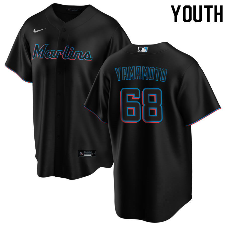 Nike Youth #68 Jordan Yamamoto Miami Marlins Baseball Jerseys Sale-Black